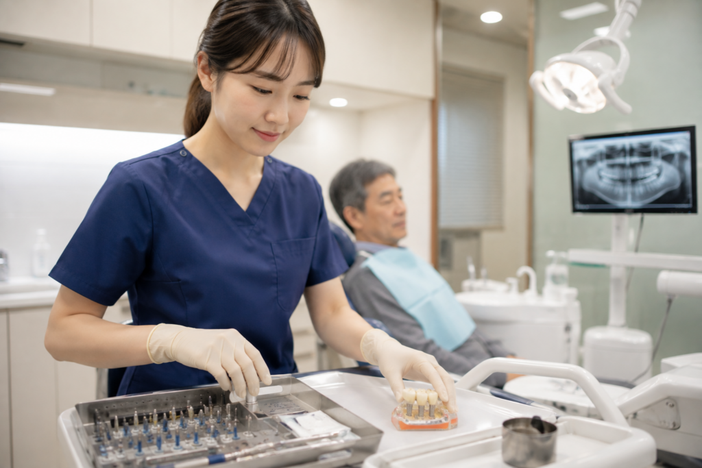 65세 이상 임플란트 건강보험 적용 조건과 본인부담금 2 임플란트 시술 도구를 준비하는 치과 진료실 모습