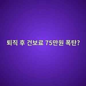 퇴직 후 건보료 75만원 폭탄? 36개월 막아주는 임의계속가입 2026 신청방법 5 ed87b4eca781 ed9b84 eab1b4ebb3b4eba38c 75eba78cec9b90 ed8faded8384 1787974443