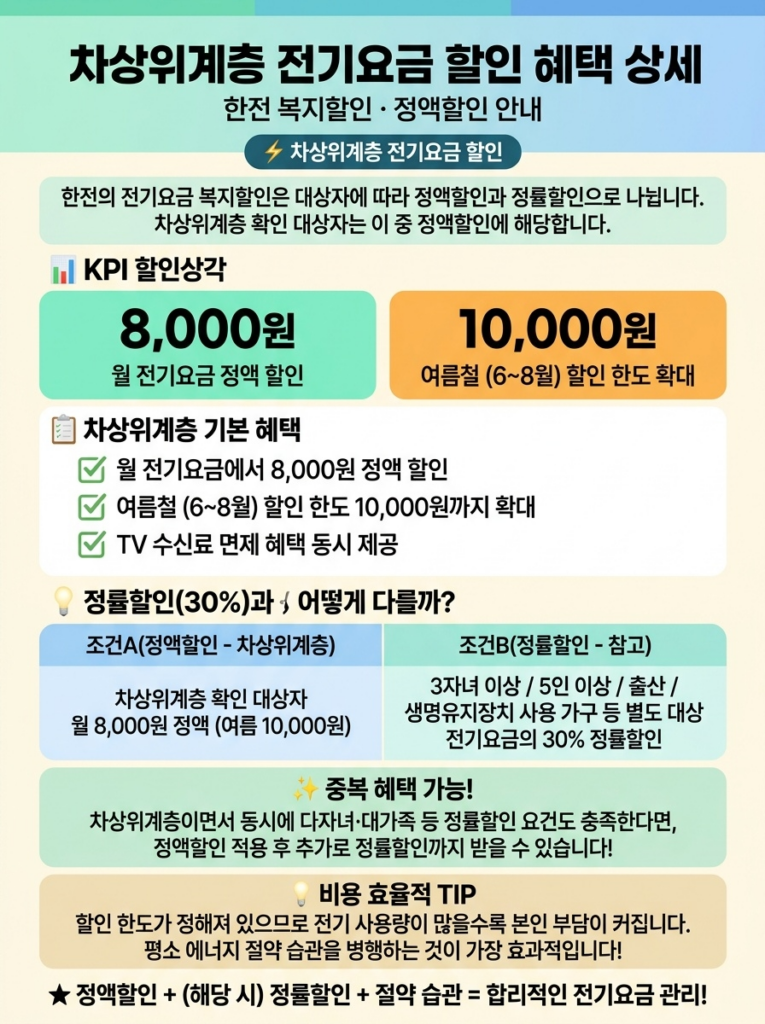 차상위계층 전기요금 할인 혜택 상세 내용