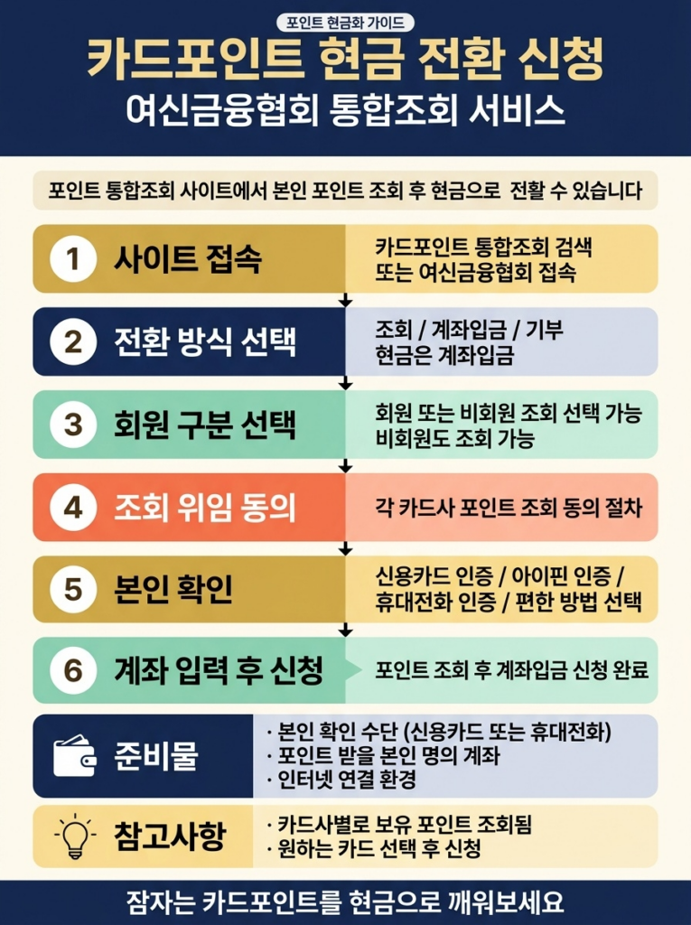 신용카드 포인트 전환 신청 방법 (여신금융협회 통합조회 서비스)