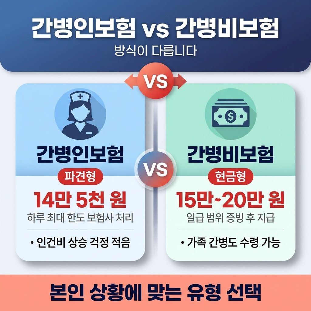 간병인보험 vs 간병비보험, 방식이 다릅니다