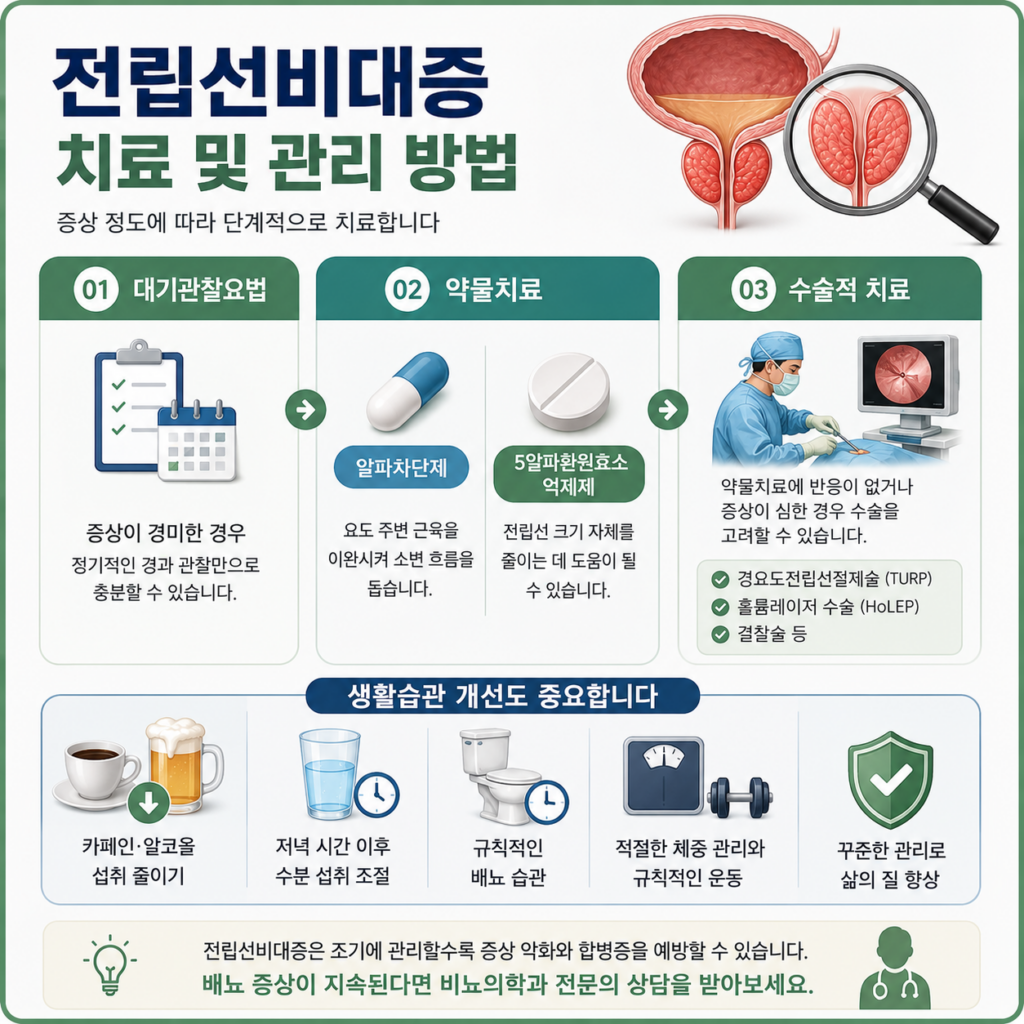 전립선비대증 증상, 방치하면 위험한 이유와 치료법 2 치료 및 관리 방법