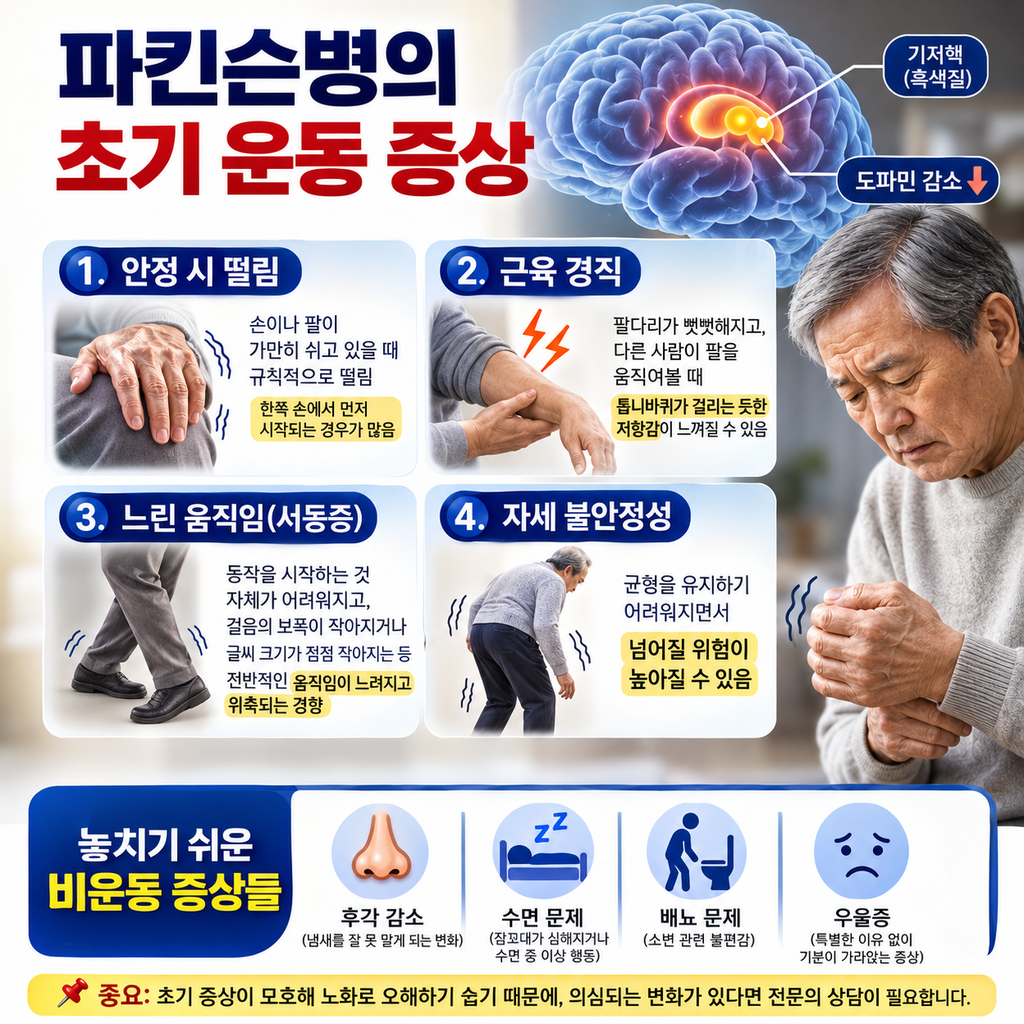 파킨슨병 원인과 초기증상, 진단·치료법까지 한번에 정리