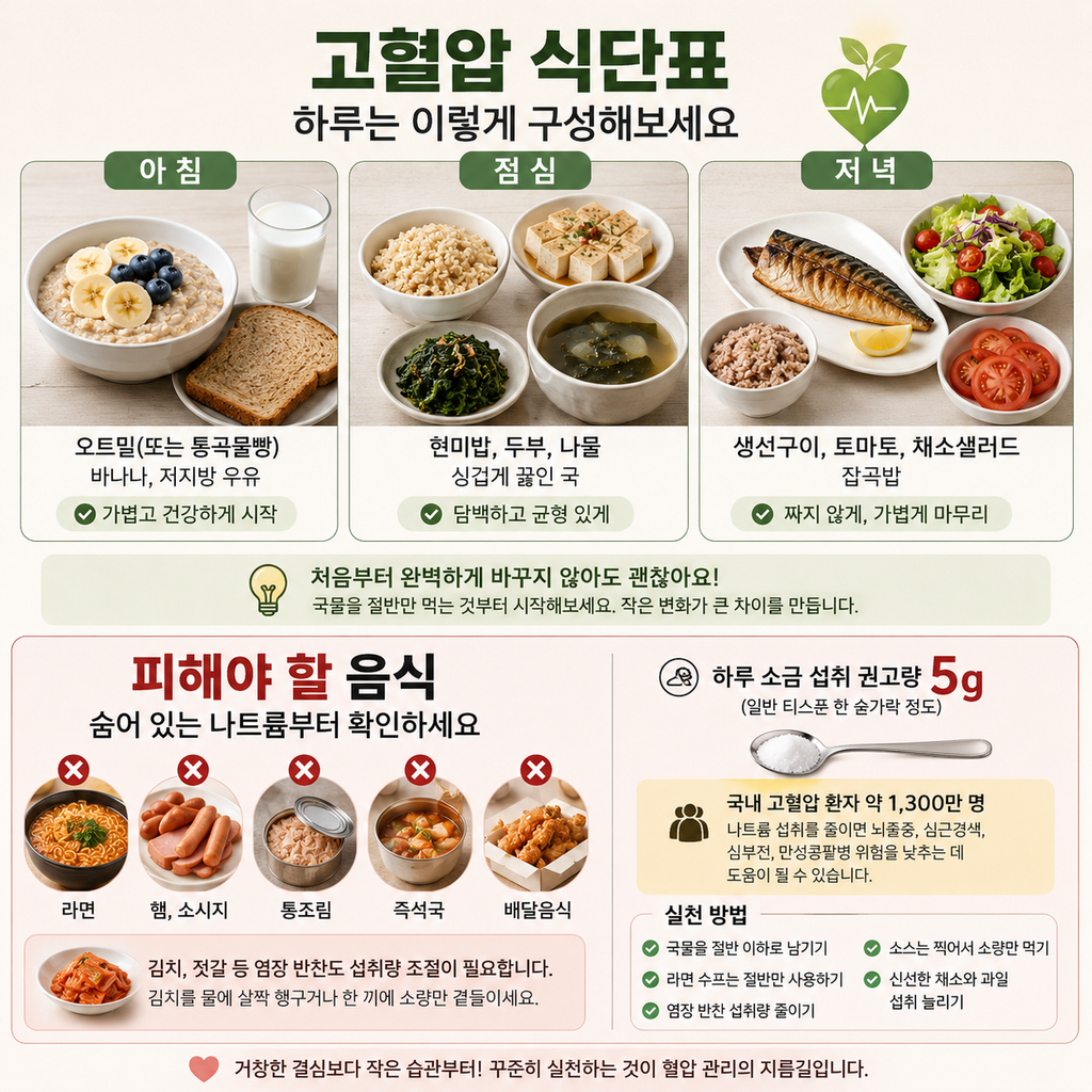 고혈압에 좋은 음식 총정리, 나트륨 5g만 지켜도 달라진다