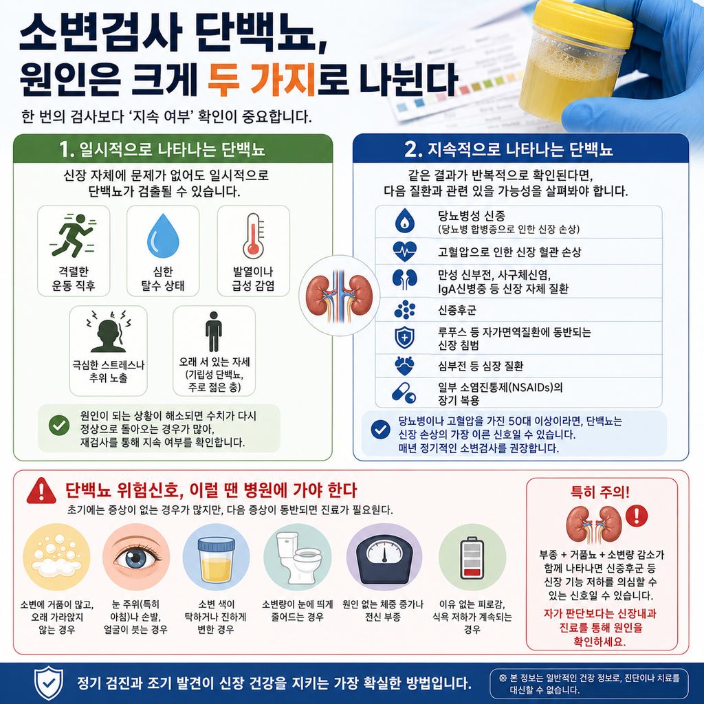 소변검사 단백뇨, 원인은 크게 두 가지로 나뉜다