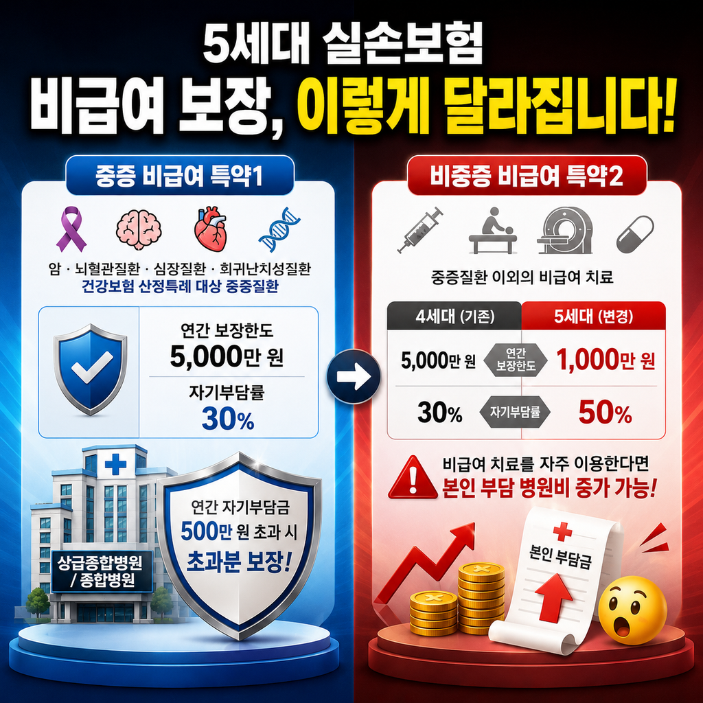 5세대 실손보험 비급여 보장, 이렇게 달라집니다.