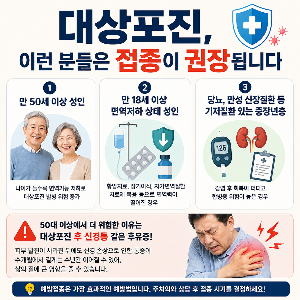 대상포진, 어떤 사람이 고위험군이라 접종이 권장될까