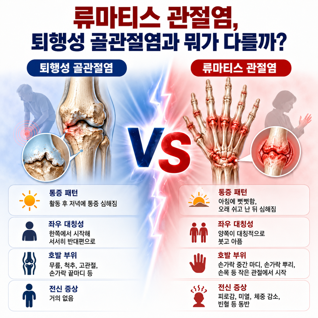 류마티스 관절염, 퇴행성 골관절염과 뭐가 다를까