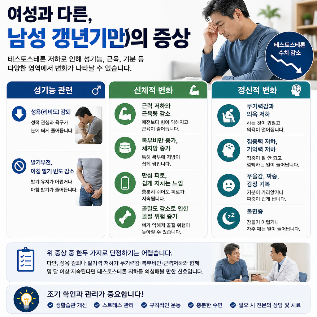 남성 갱년기, 갑자기 무기력하고 의욕이 사라졌다면? 테스토스테론 저하 신호
