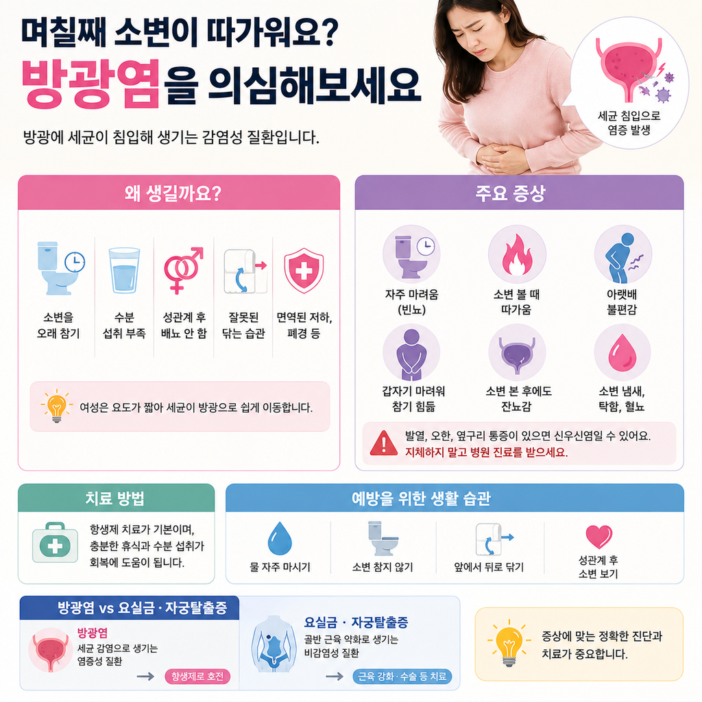 방광염치료, 항생제만 먹으면 될까? 재발 막는 방법까지 총정리