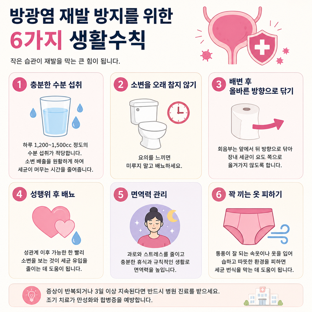 방광염치료, 항생제만 먹으면 될까? 재발 막는 방법까지 총정리