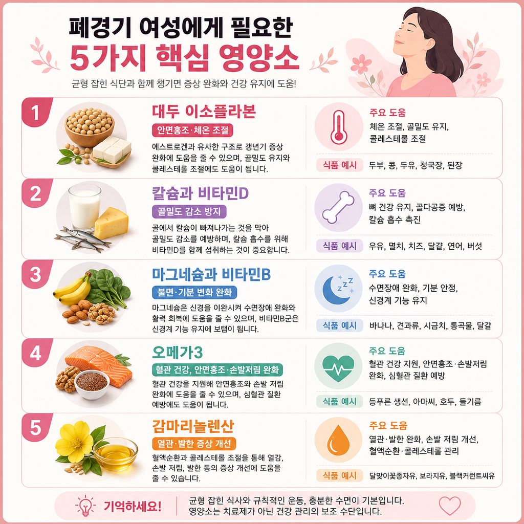 폐경기 영양제, 아무거나 먹으면 안 되는 이유 (필수 성분 5가지)