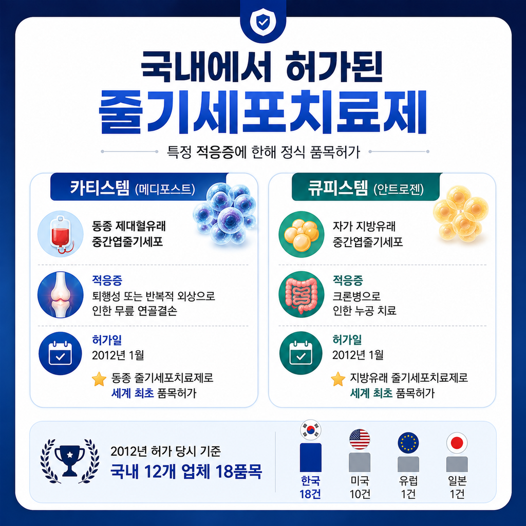 줄기세포치료, 국내 허가받은 치료제부터 확인하세요