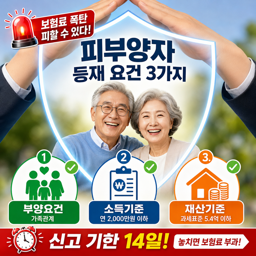 건강보험료 줄이는 법, 피부양자 등재로 지역가입자 전환 막는 법 (소득·재산 기준 총정리)