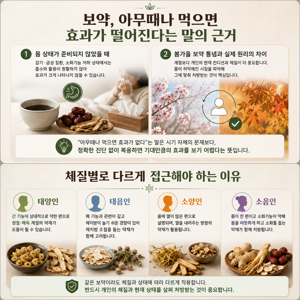 보약, 아무때나 먹으면 효과 없는 이유와 제대로 먹는 시기 총정리