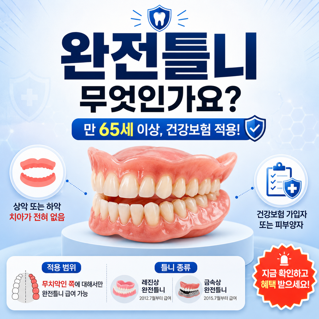 전체틀니비용, 65세 이상이면 건강보험 얼마까지 적용될까?