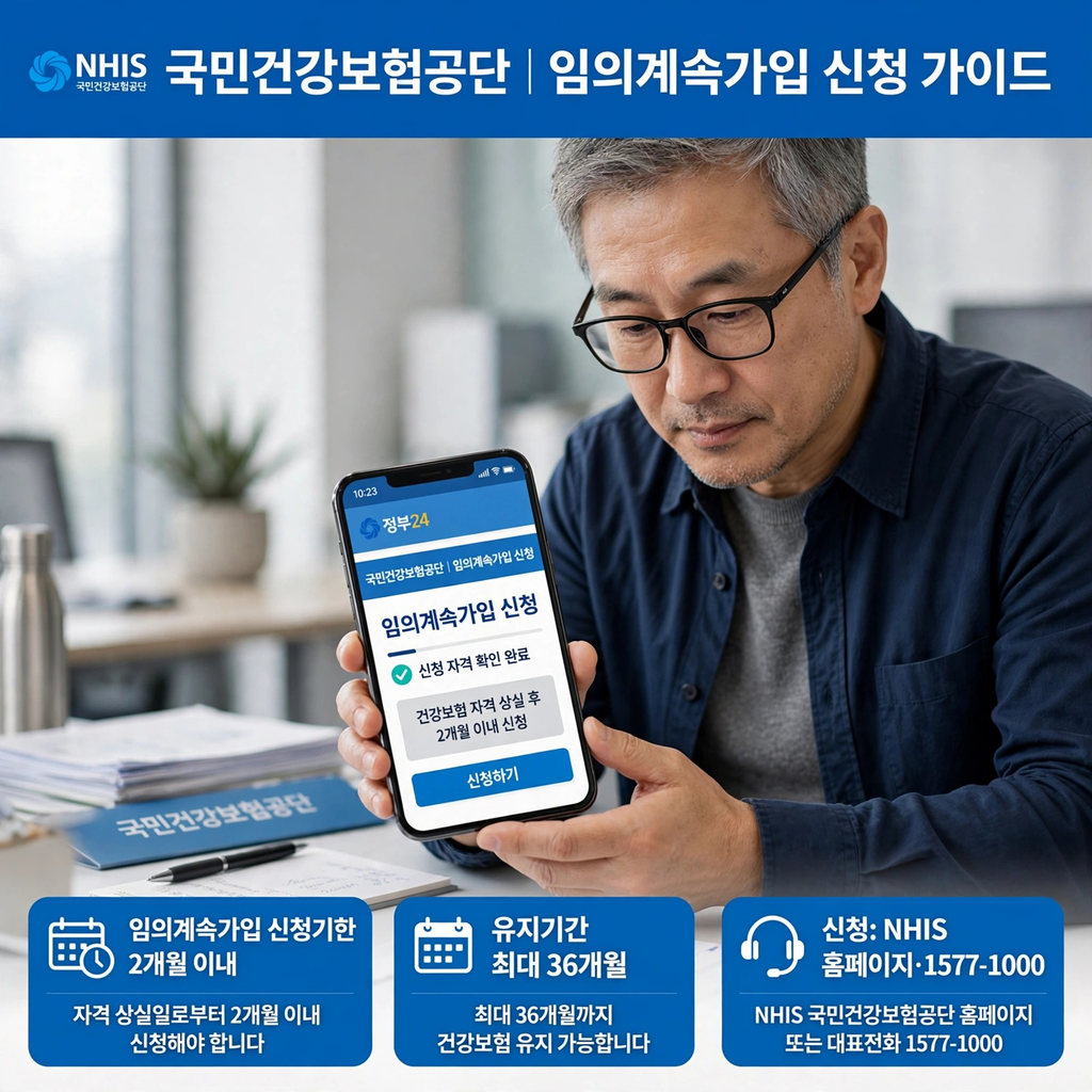 퇴직 후 건보료 75만원 폭탄? 36개월 막아주는 임의계속가입 2026 신청방법