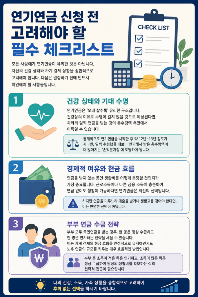 연기연금 신청 전 고려해야 할 필수 체크리스트