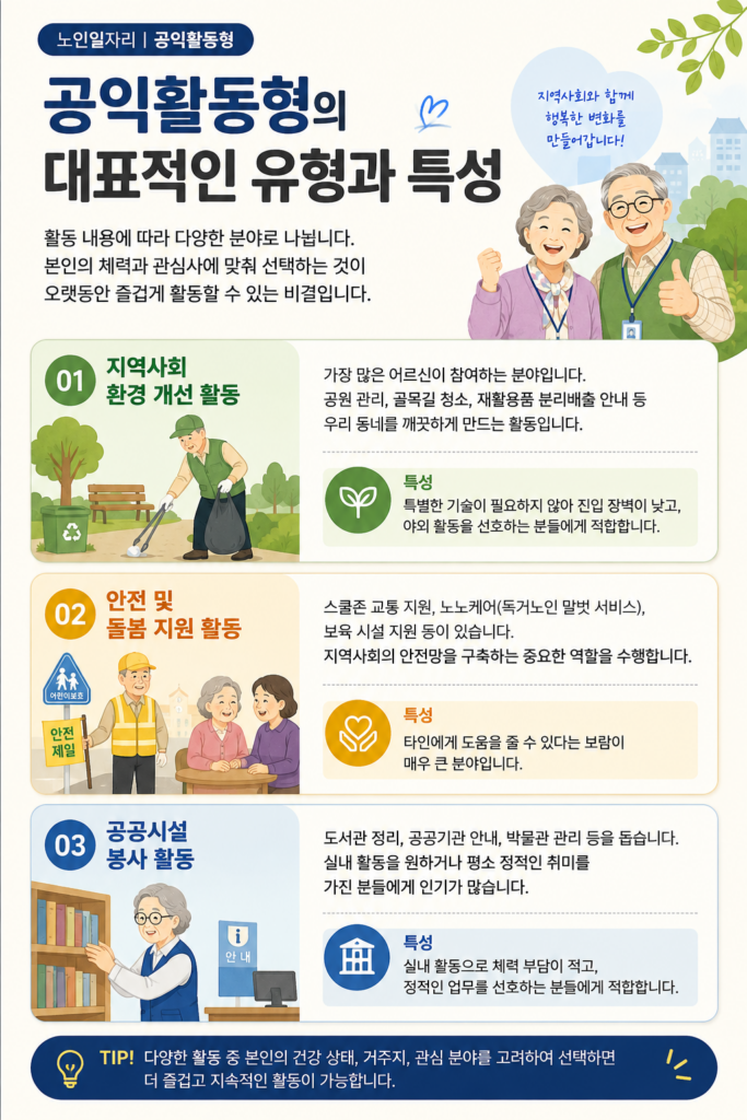공익활동형의 대표적인 유형과 특성