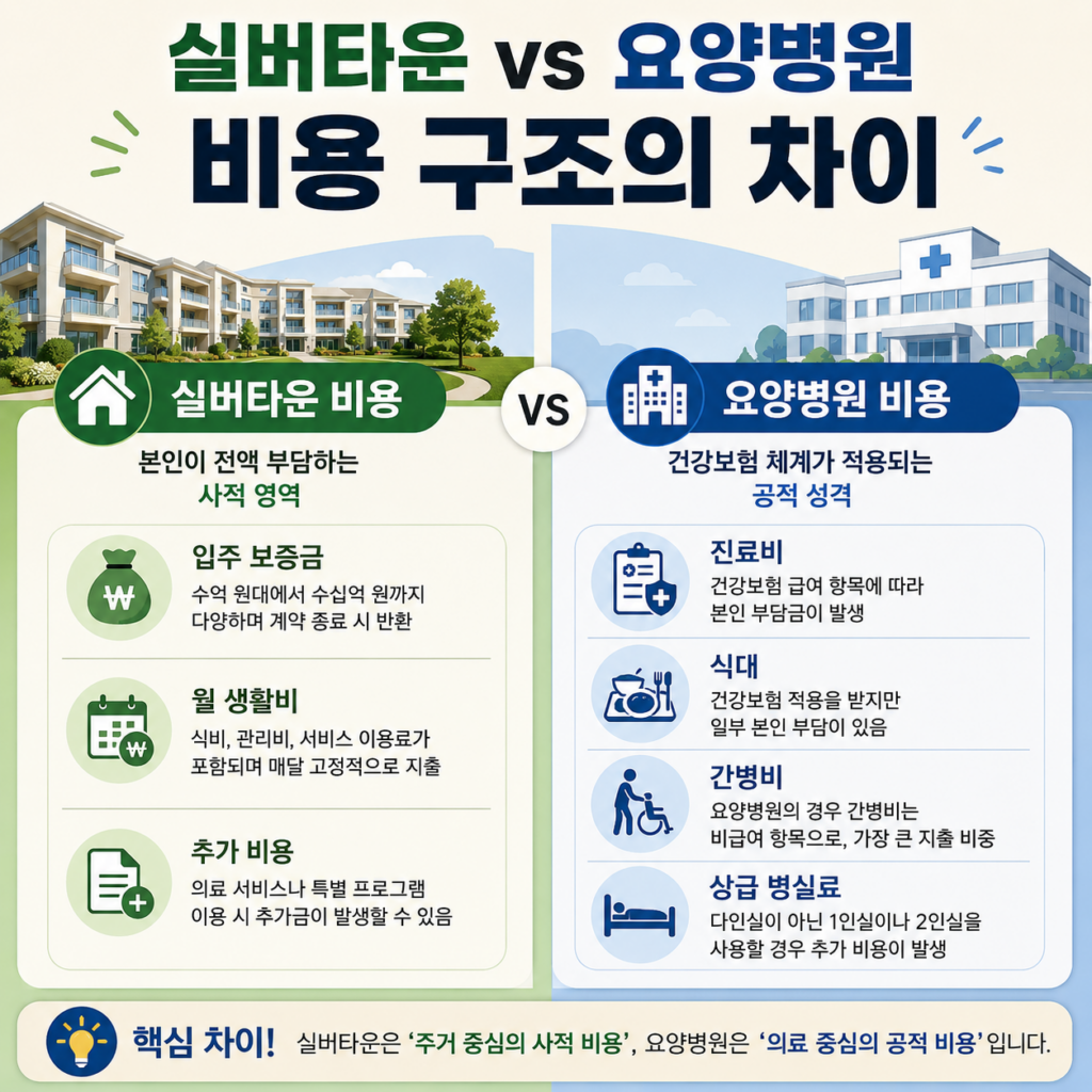 실버타운과 요양병원 비용 구조의 차이
