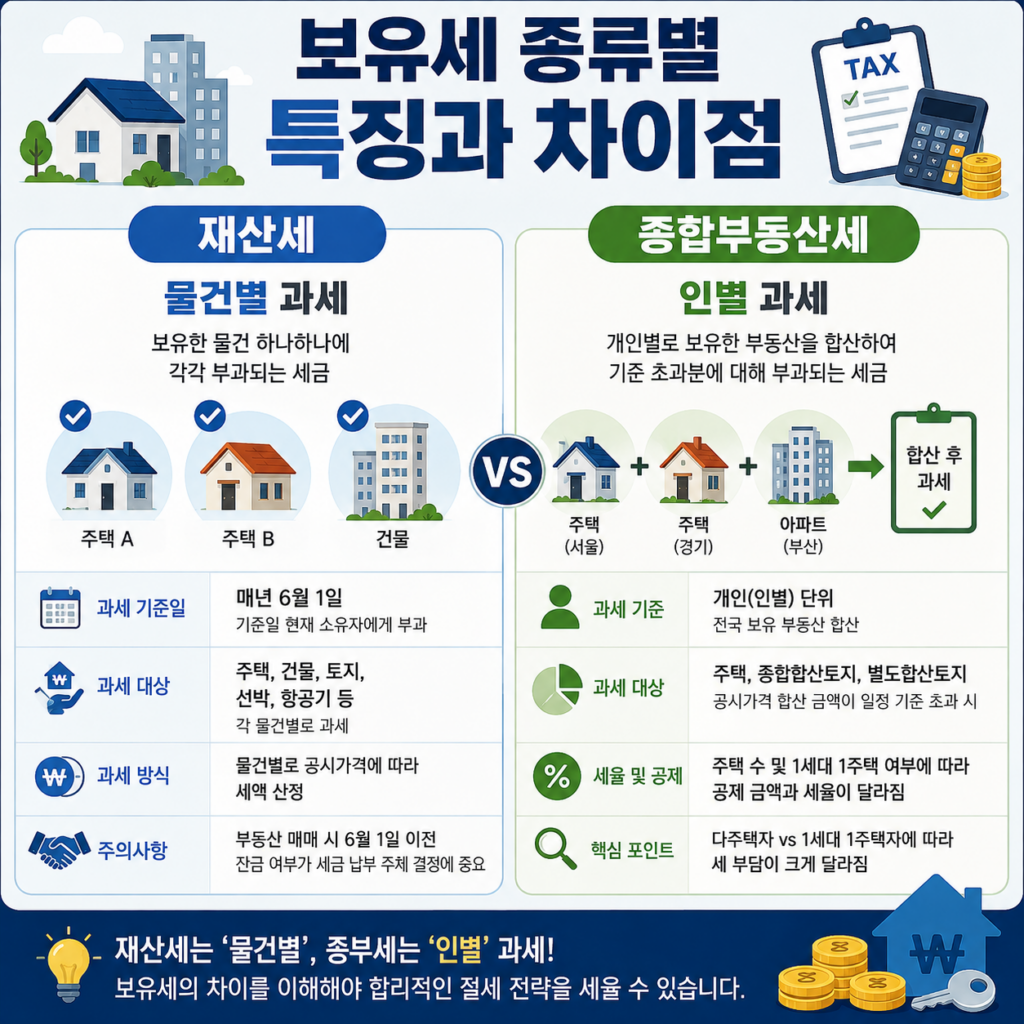 보유세 종류별 특징과 차이점