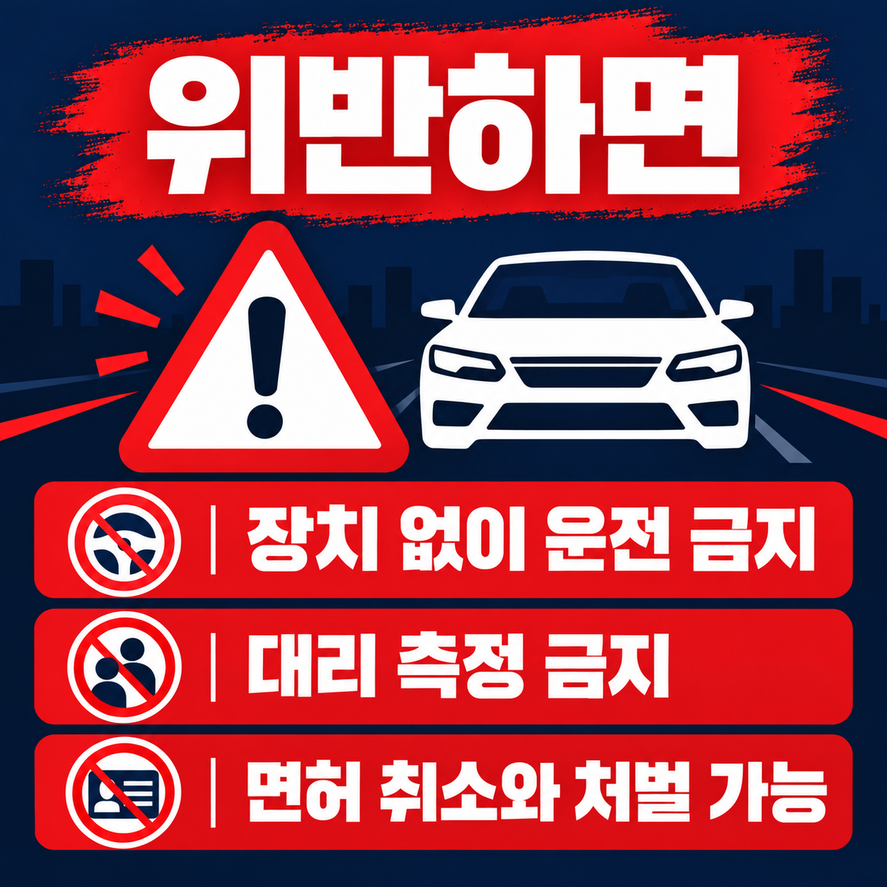 음주운전 방지장치 10월 의무화, 대상과 처벌 총정리 4 방지장치 위반 시 처벌 안내