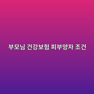 부모님 건강보험 피부양자 조건, 나도 해당될까 10 ebb680ebaaa8eb8b98 eab1b4eab095ebb3b4ed9798 ed94bcebb680ec9691ec9e90 eca1b0eab1b4 1788202096
