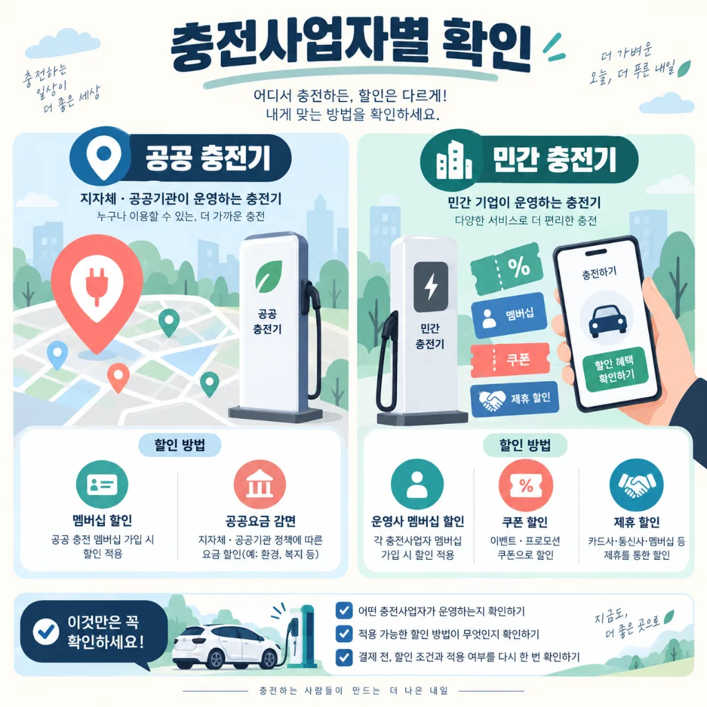 충전사업자별 할인 확인