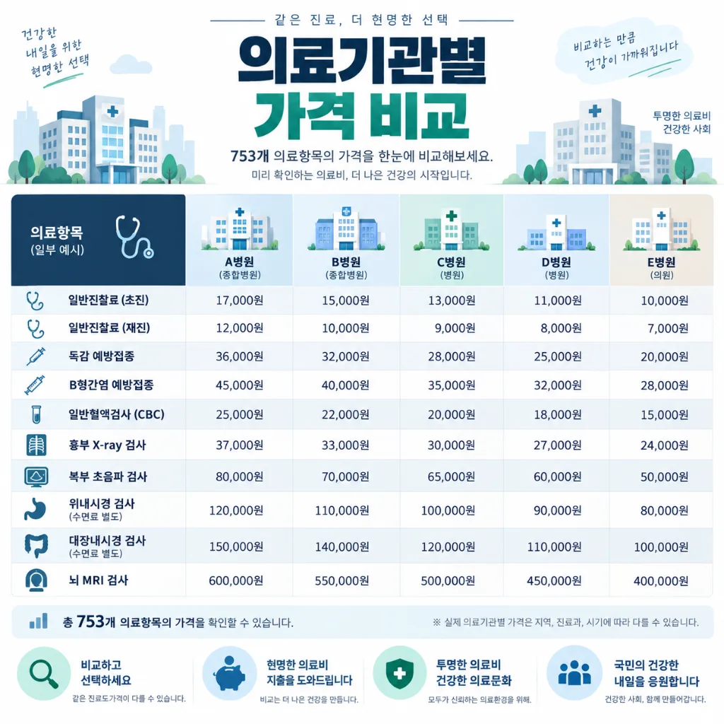 비급여 진료비 조회 방법, 병원별 가격 비교와 확인사항 2 비급여 항목 병원별 가격 비교