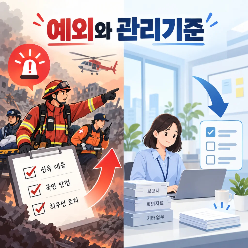 재난근무 예외와 확인사항