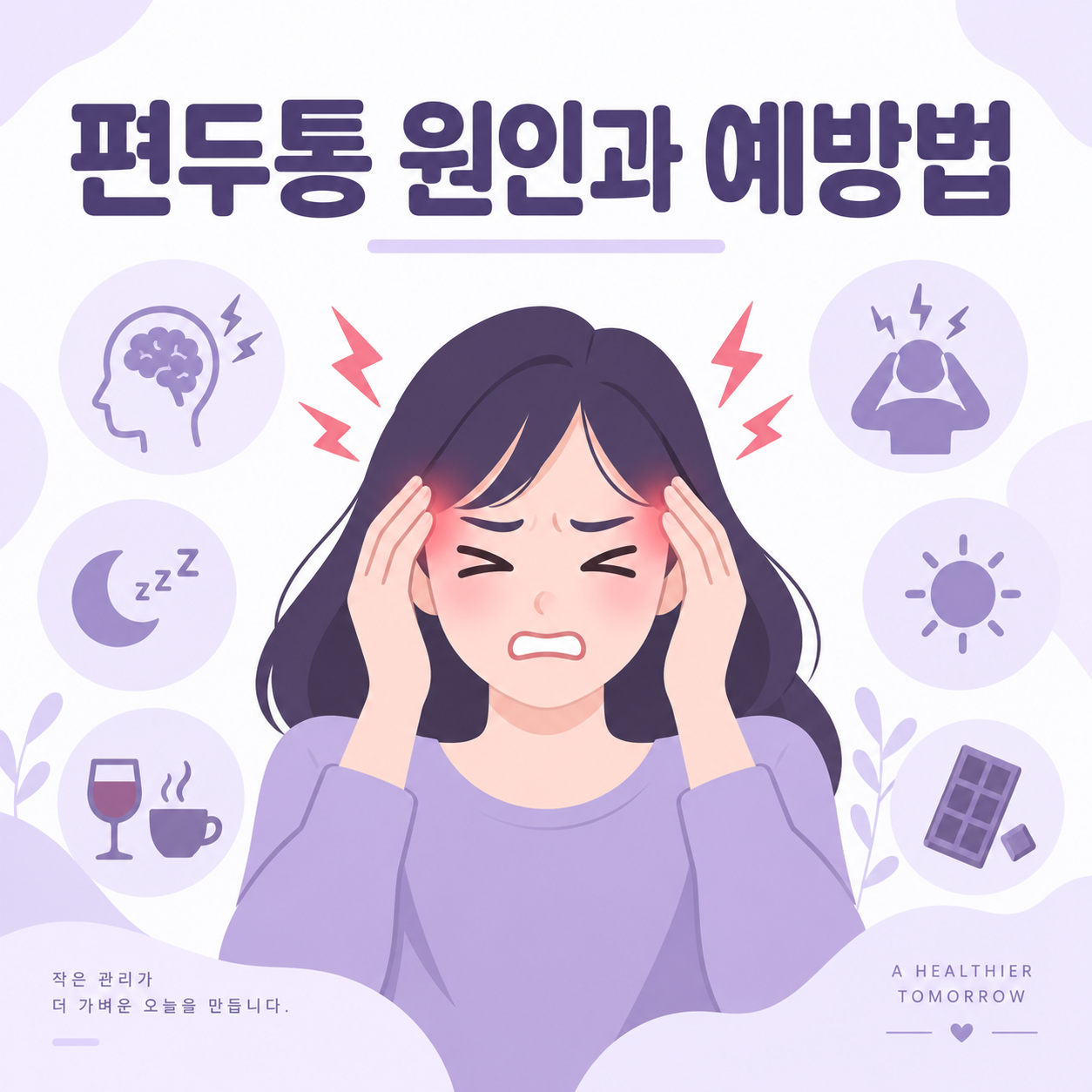 편두통으로 머리를 감싸쥔 사람 일러스트