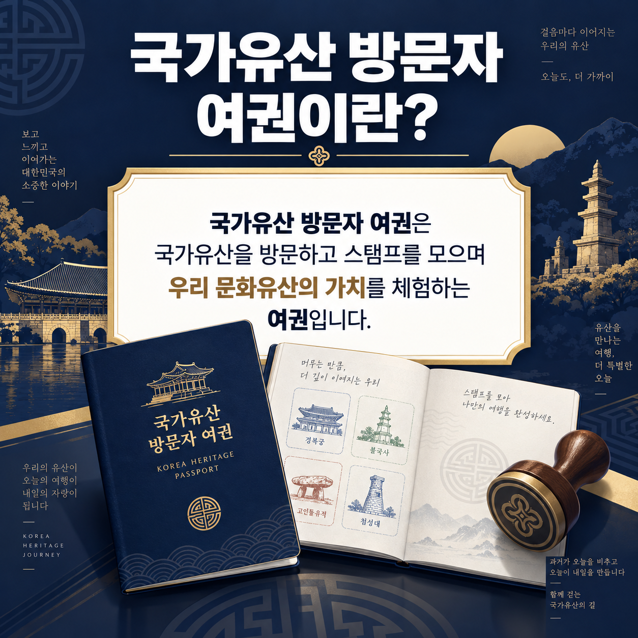 국가유산 방문자 여권 정의를 설명하는 카드뉴스 이미지
