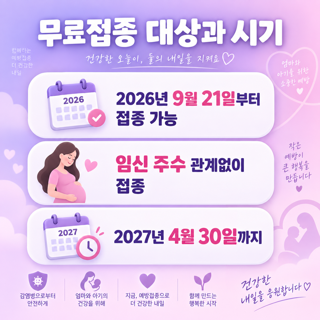 임신부 독감 예방접종 무료접종 시기 카드뉴스 이미지