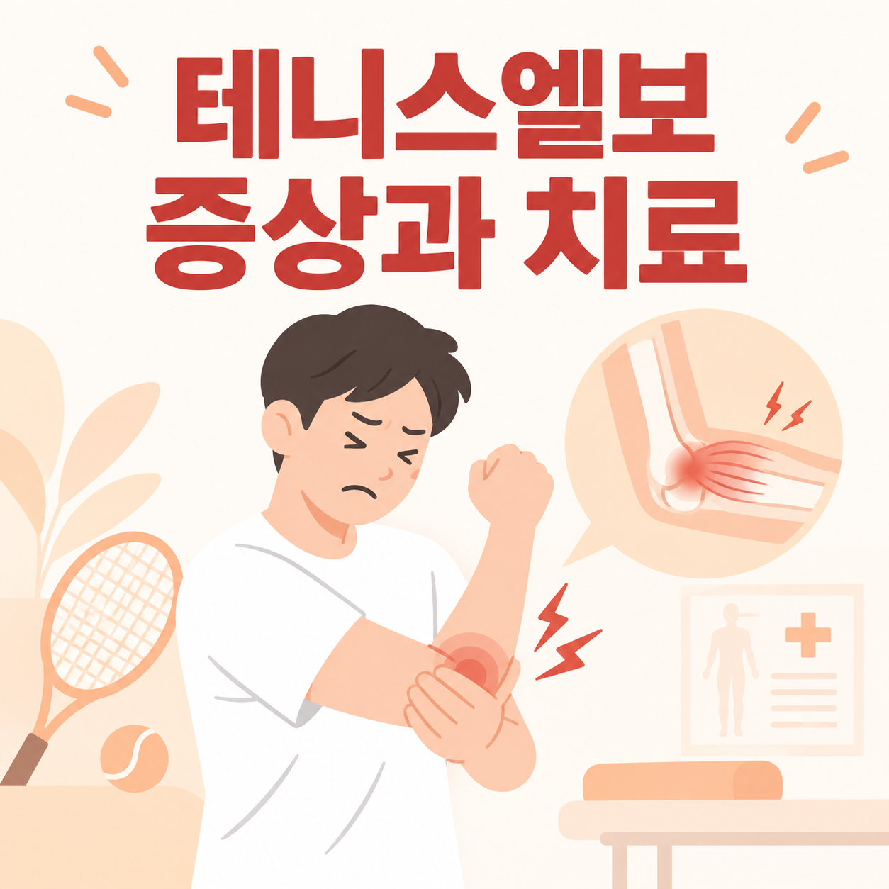 테니스엘보 증상과 치료, 팔꿈치 바깥쪽 통증 방치하면 안되는 이유 1 테니스엘보 증상과 치료 안내 썸네일 이미지