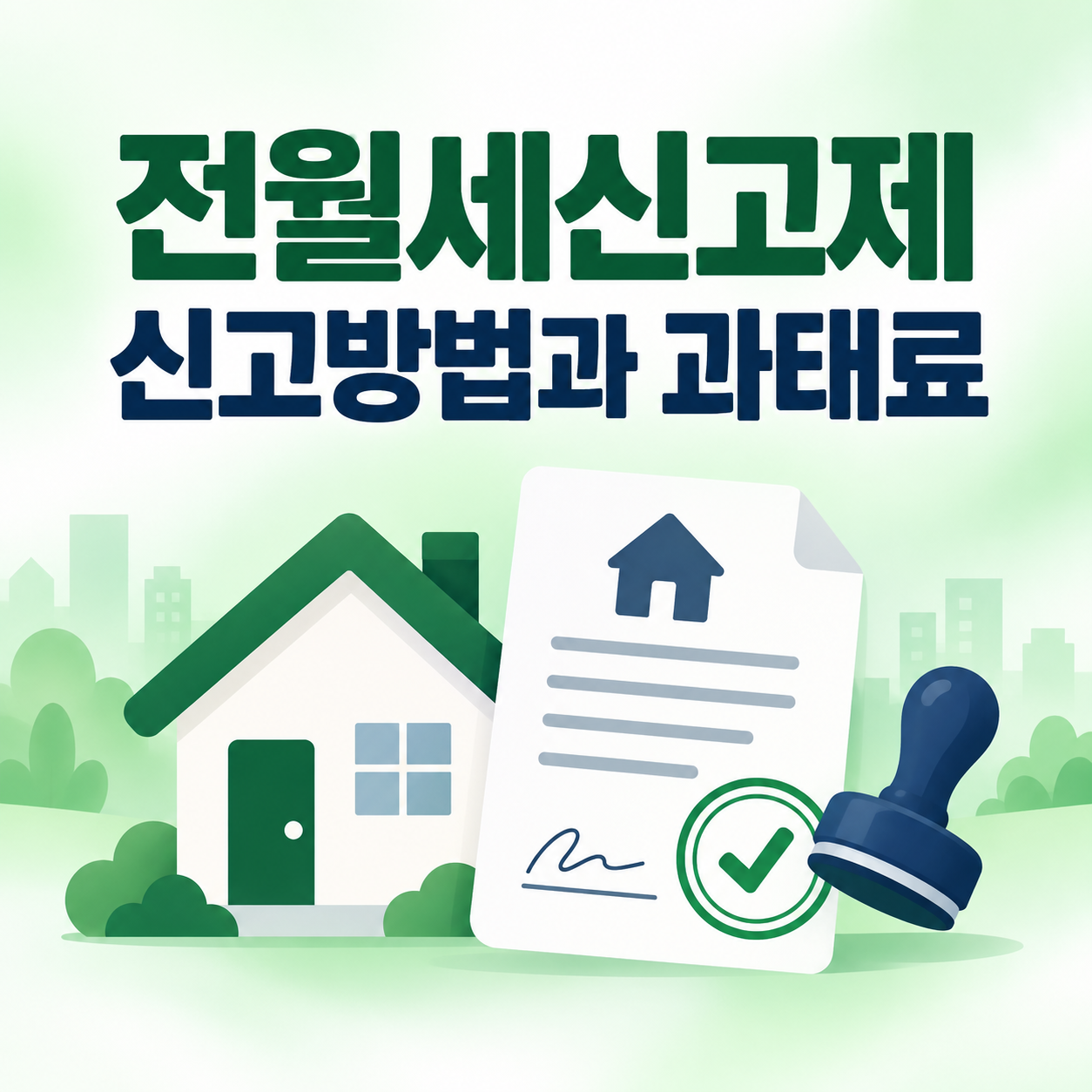전월세신고제 신고방법과 과태료를 안내하는 미니멀 일러스트 썸네일