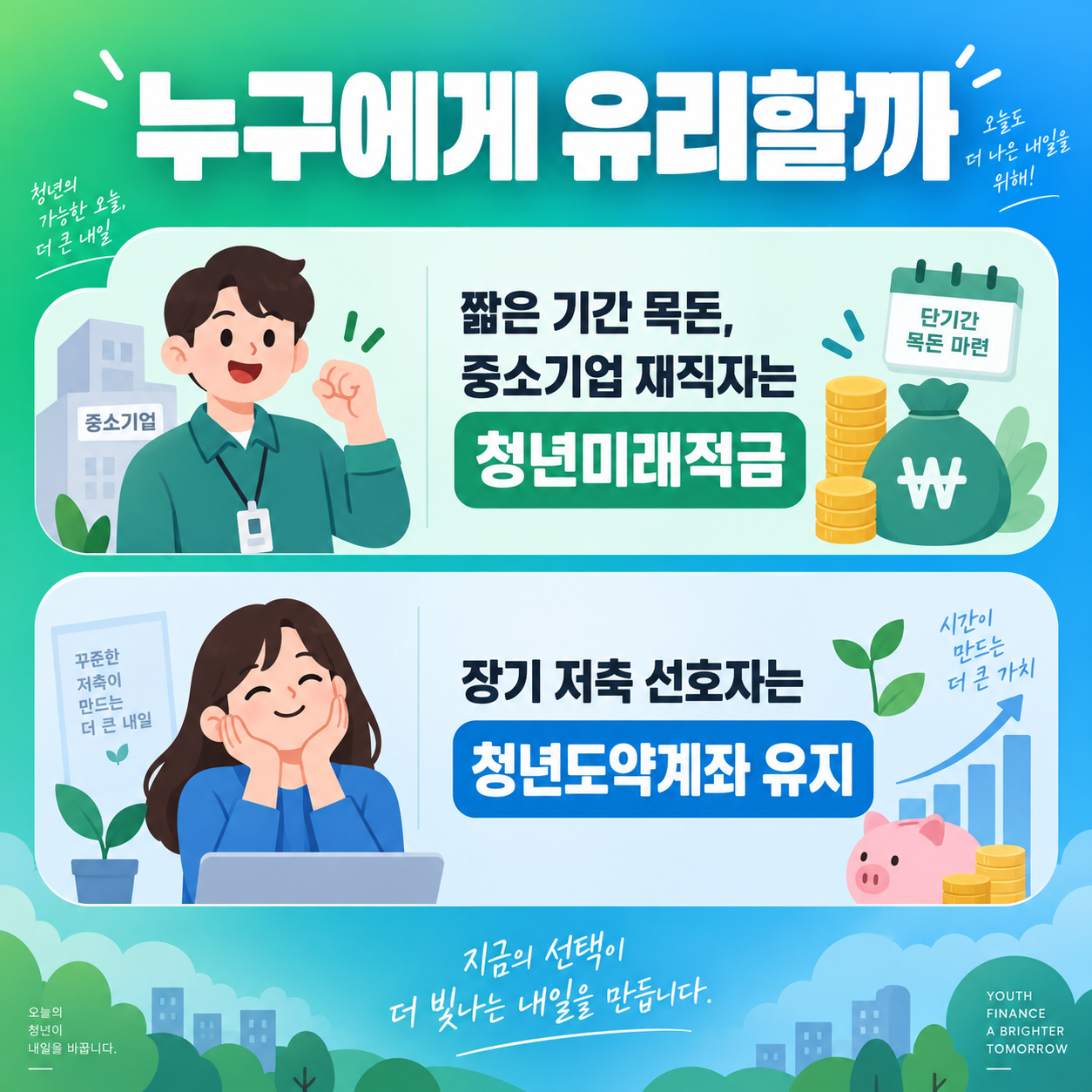 청년미래적금과 청년도약계좌 중 나에게 유리한 상품 카드뉴스 이미지