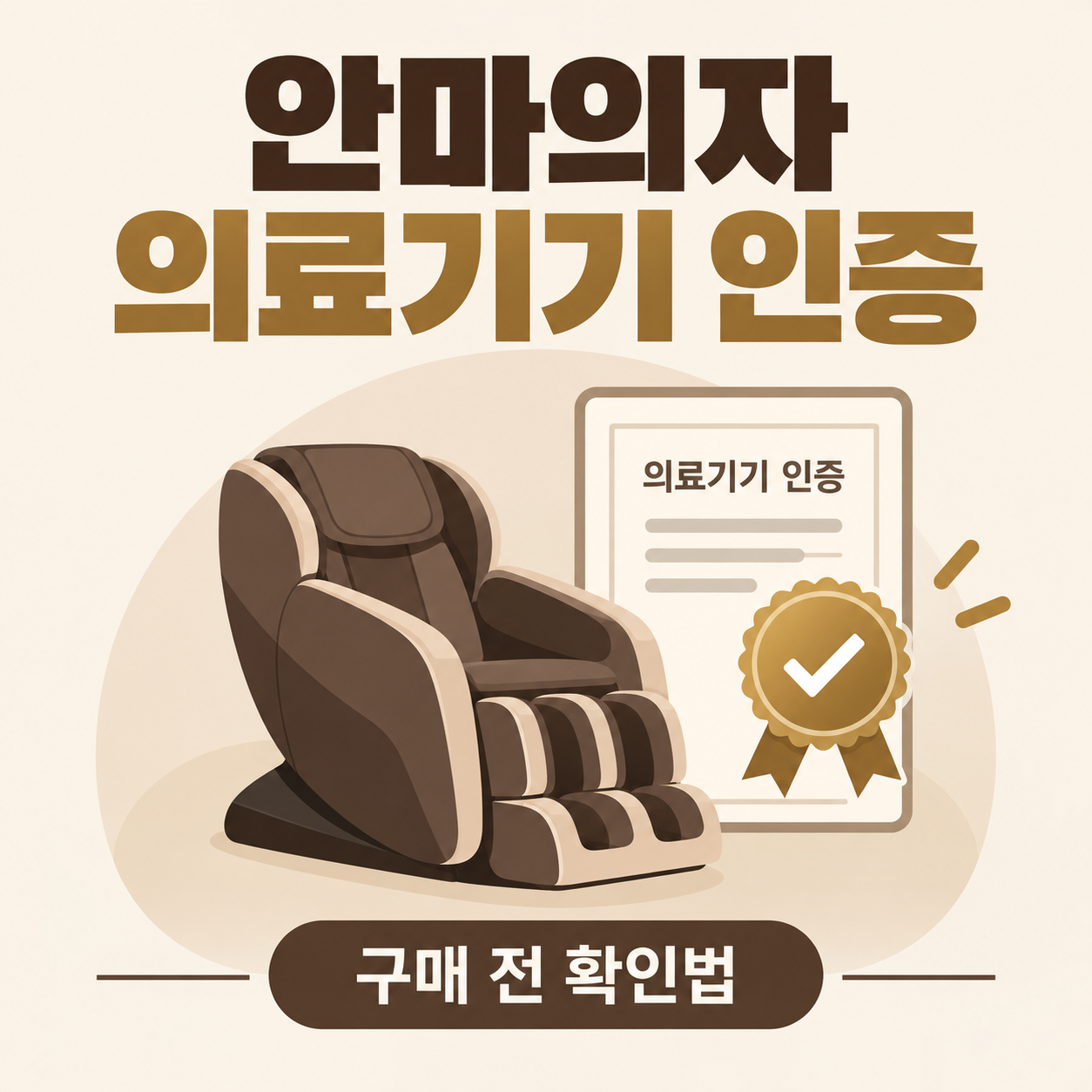 안마의자 의료기기 인증 확인법을 설명하는 미니멀 일러스트 썸네일