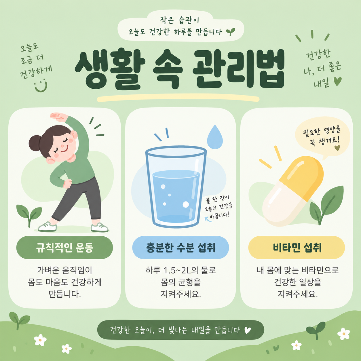 손발저림 원인과 병원가야 하는 시기, 방치하면 위험한 신호들 4 손발저림 생활 속 관리법을 정리한 카드뉴스 이미지
