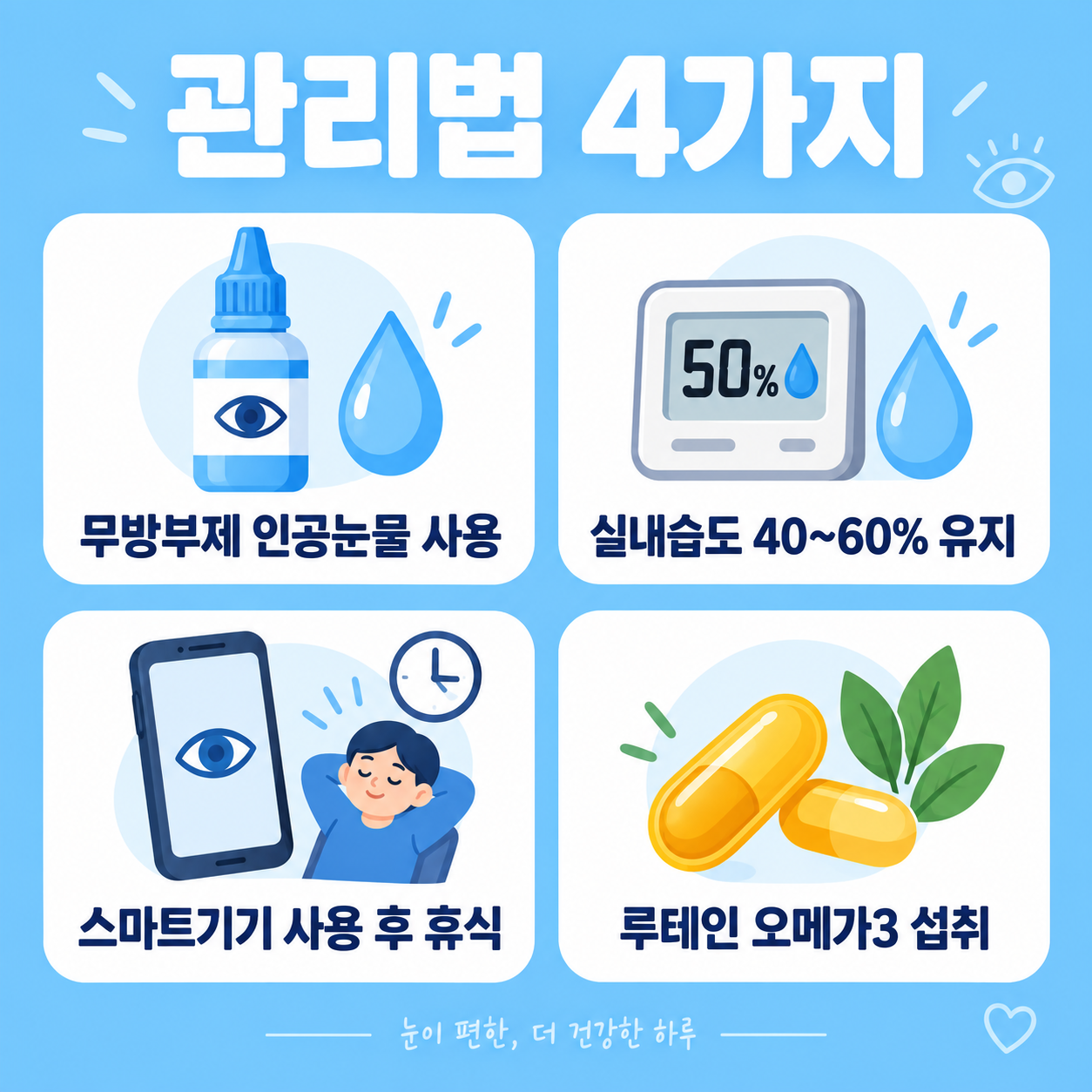 환절기 안구건조증 관리법 4가지 카드뉴스 이미지