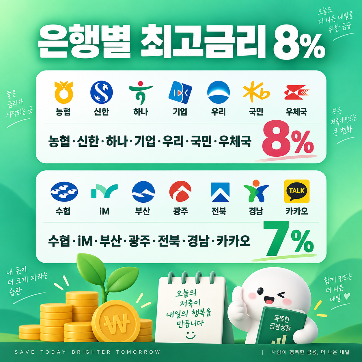 청년미래적금 은행별 최고금리 8% 카드뉴스 이미지