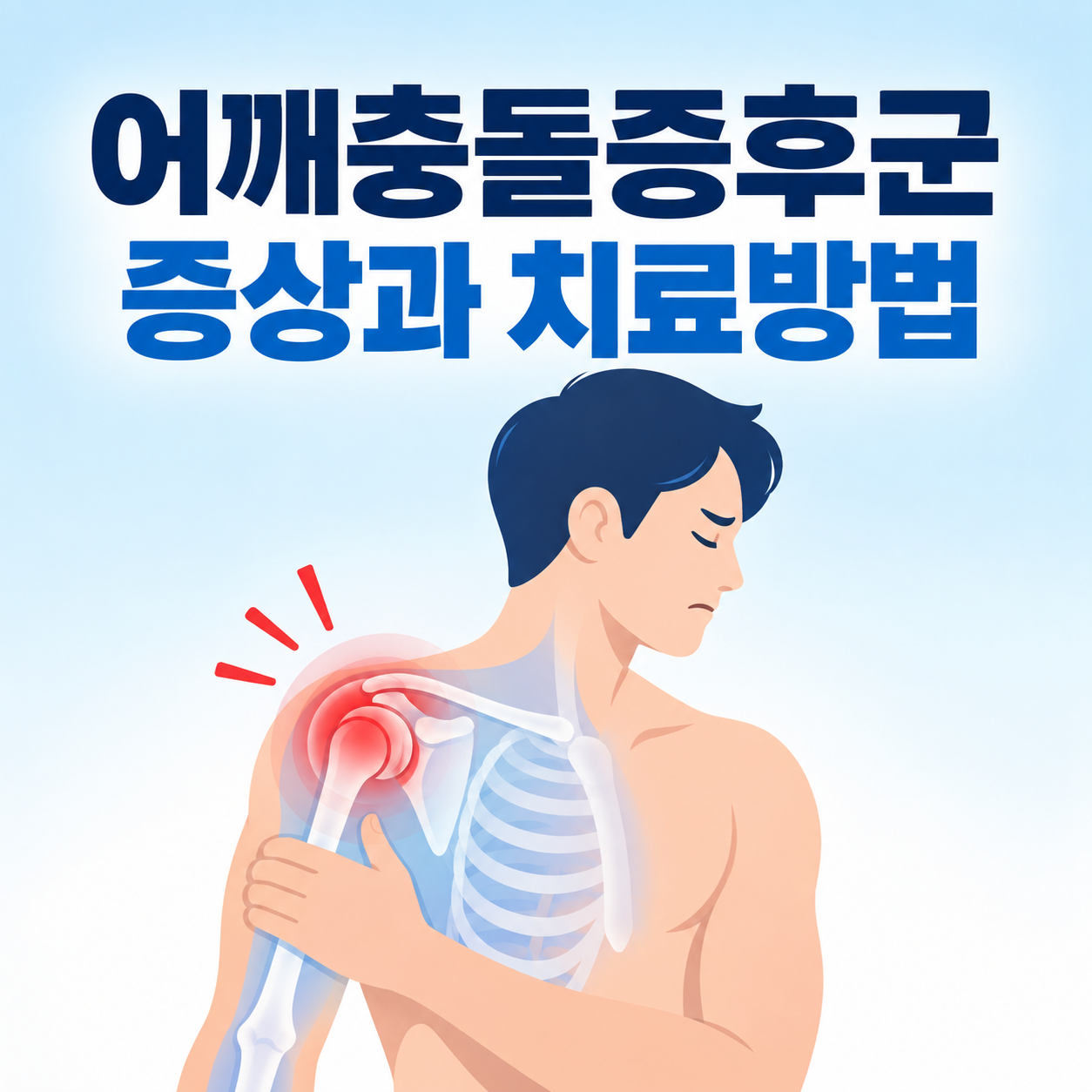 어깨충돌증후군 증상과 치료방법을 안내하는 미니멀 일러스트 썸네일