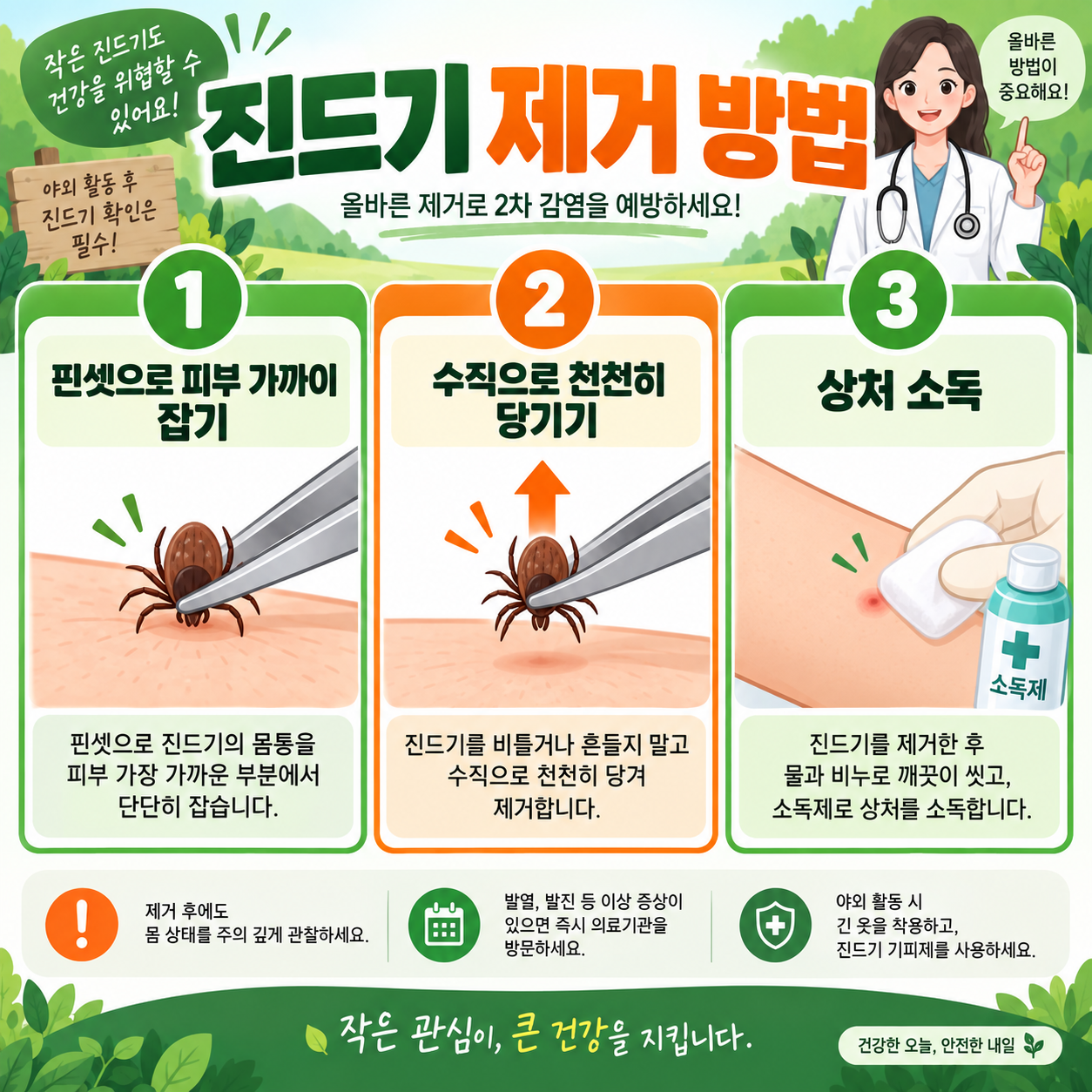 진드기 물렸을때 제거법과 SFTS 증상, 2주 관찰법 2 진드기 안전 제거 방법