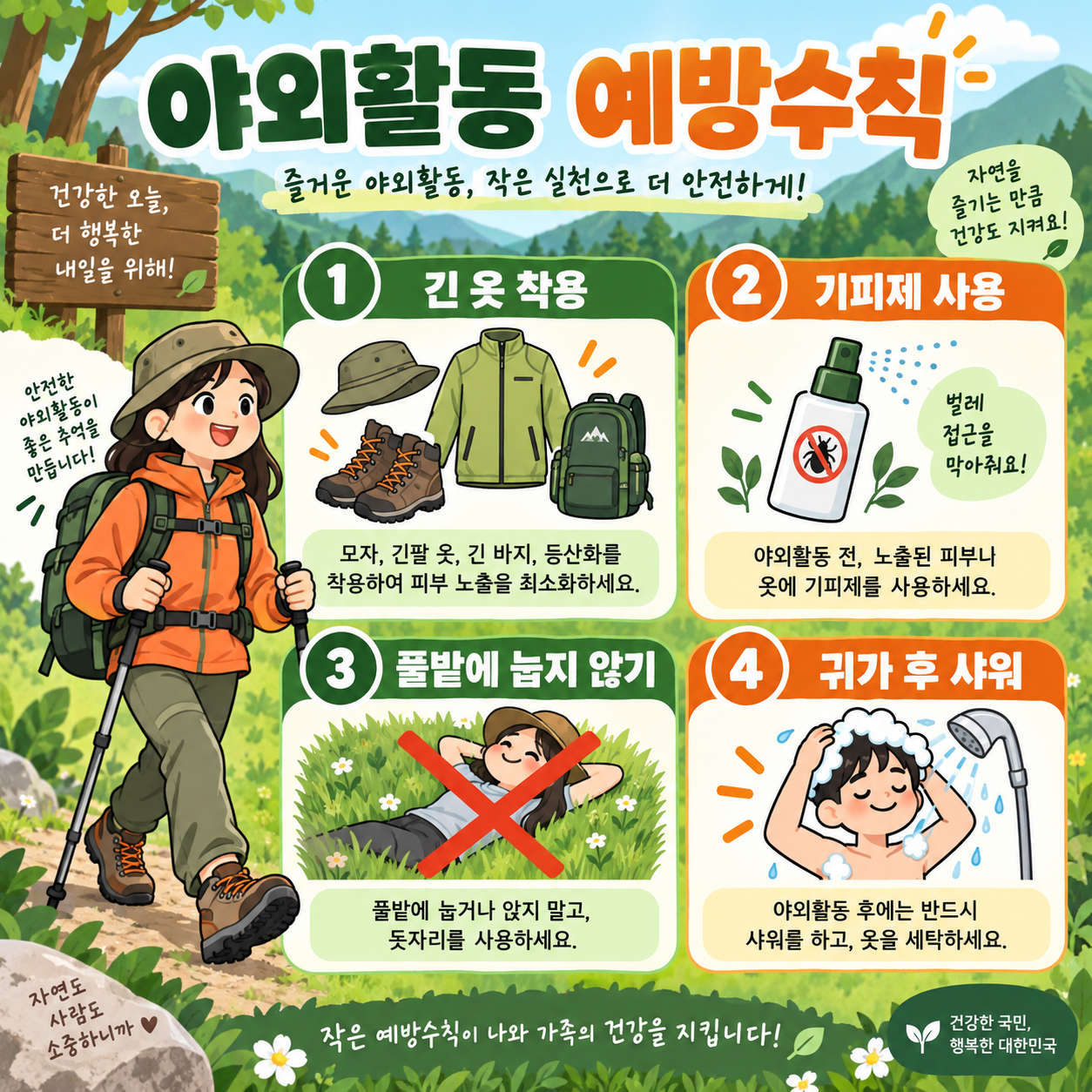 진드기 물렸을때 제거법과 SFTS 증상, 2주 관찰법 4 야외활동 진드기 예방수칙