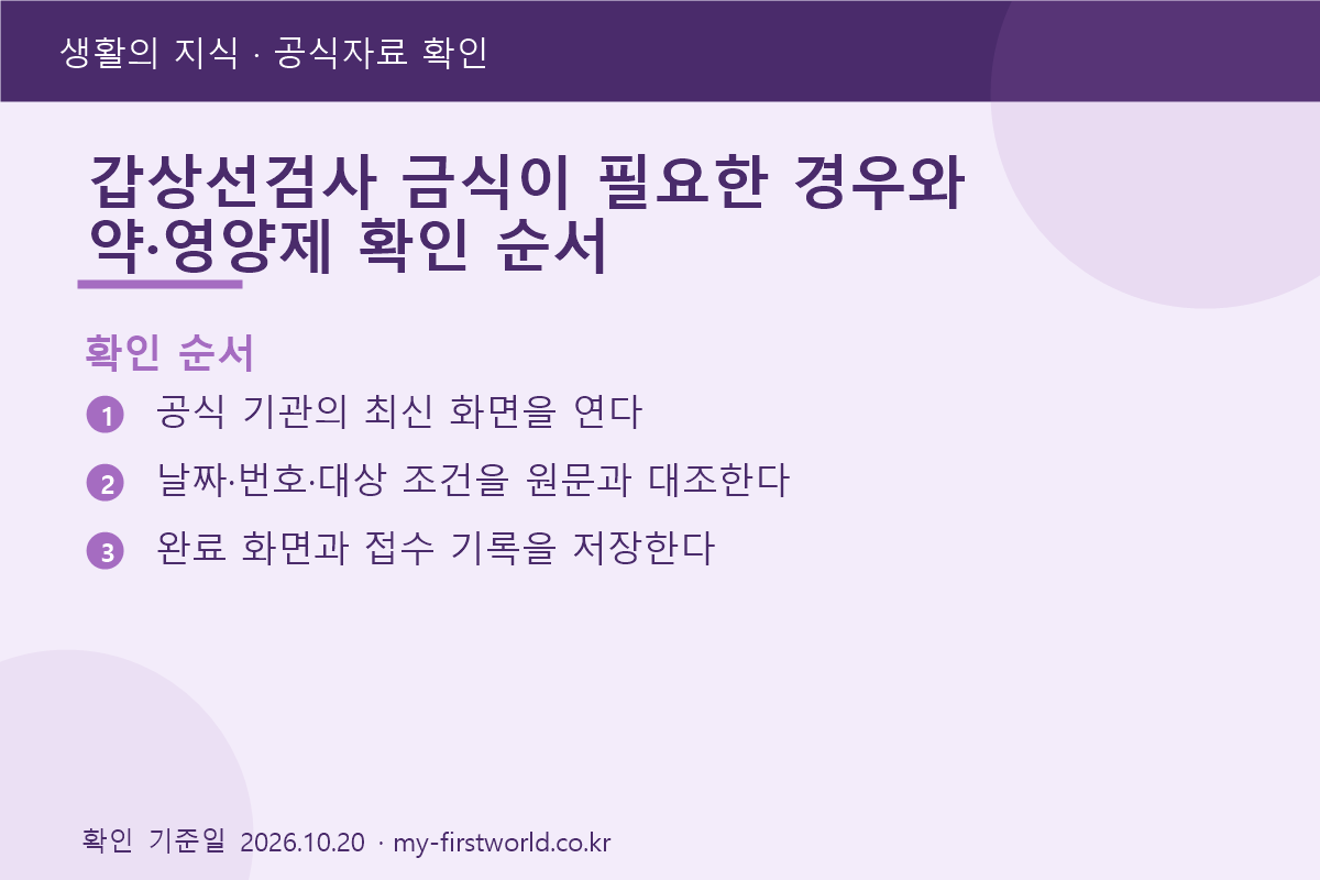 갑상선검사 금식이 필요한 경우와 약·영양제 확인 순서 - 확인 순서