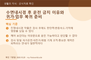 수면내시경 후 운전 금지 이유와 귀가·업무 복귀 준비 - 핵심 기준