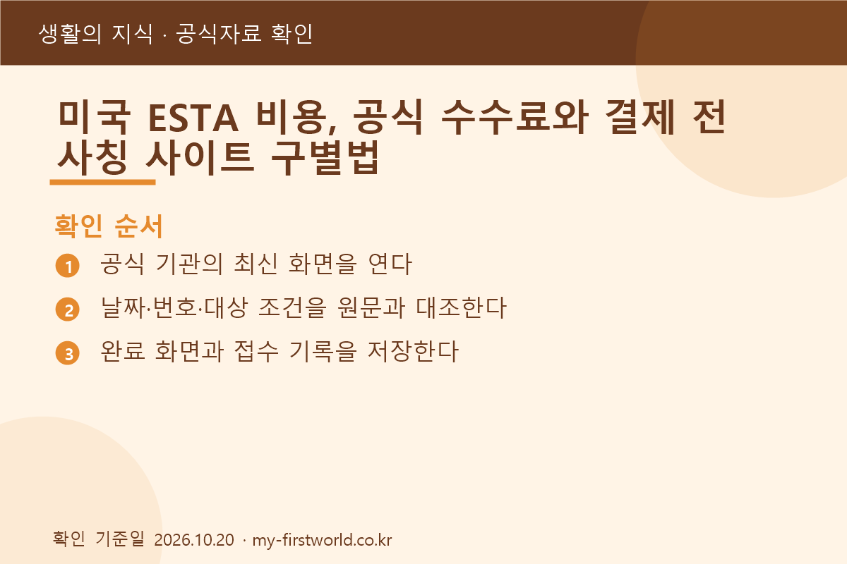 미국 ESTA 비용, 공식 수수료와 결제 전 사칭 사이트 구별법 - 확인 순서