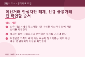 여신거래 안심차단 해제, 신규 금융거래 전 확인할 순서 - 핵심 기준