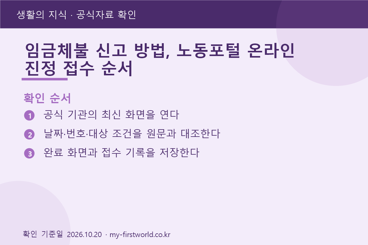 임금체불 신고 방법, 노동포털 온라인 진정 접수 순서 - 확인 순서