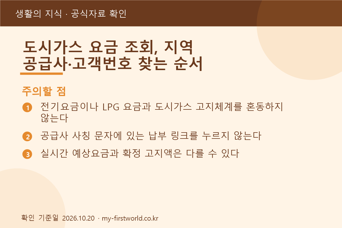도시가스 요금 조회, 지역 공급사·고객번호 찾는 순서 - 주의할 점