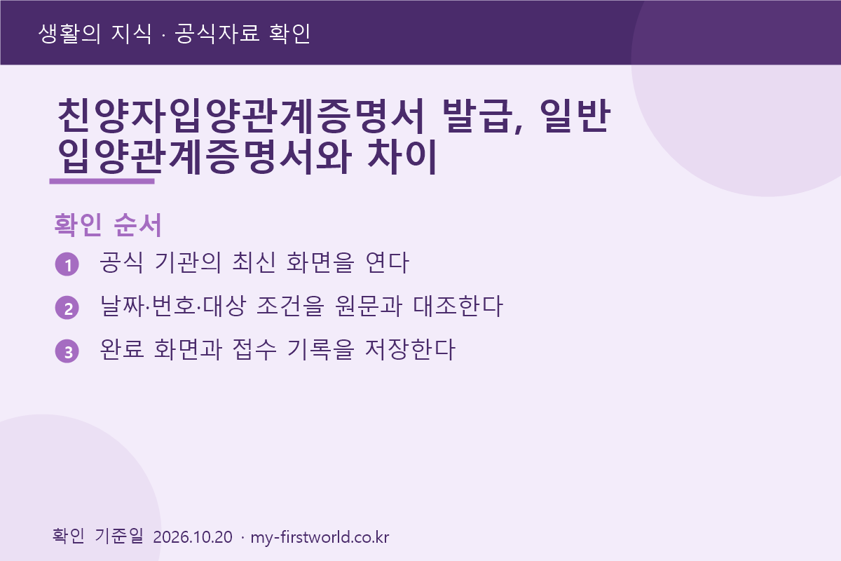 친양자입양관계증명서 발급, 일반 입양관계증명서와 차이 - 확인 순서